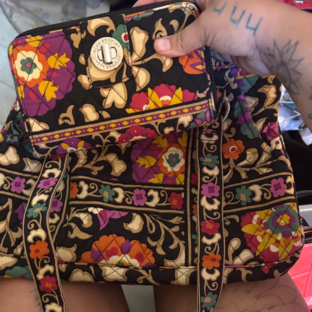 Vera Bradley Multicolor Floral Tote and Wallet